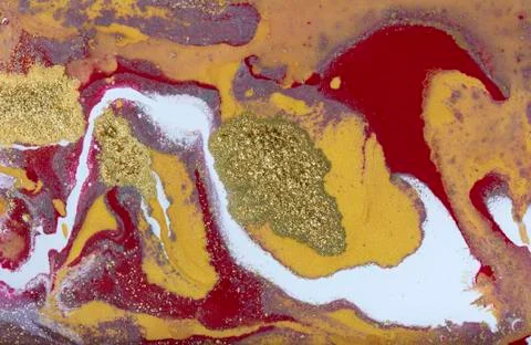 Red and gold marbling pattern. Golden marble liquid texture. Stock Illustration