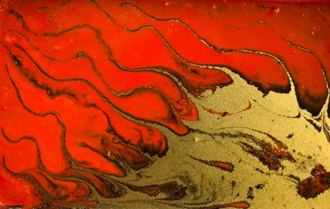 Red and gold marbling pattern. Golden marble liquid texture. Stock Illustration