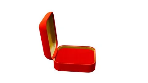 Red and gold opened empty jewelry present box on white 스톡 일러스트