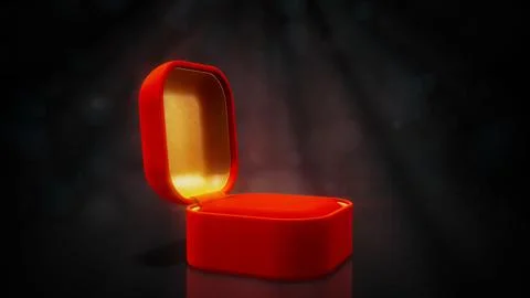 Red and gold opened empty jewellery gift box on vivid backdrop 스톡 일러스트