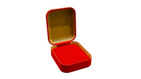 Red and gold opened empty jewelry present box on white 스톡 일러스트
