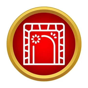Red and gold outlined security gate icon Stock Illustration