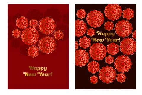Red and gold pattern in china style. Vector illustration for card, invitation Illustrazione stock