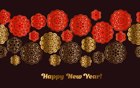 Red and gold pattern in china style. Vector illustration for card, invitation Illustrazione stock