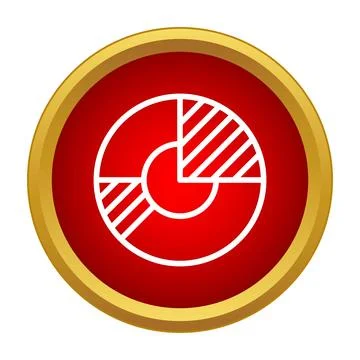 Red and gold pie chart icon analyzing data Stock Illustration