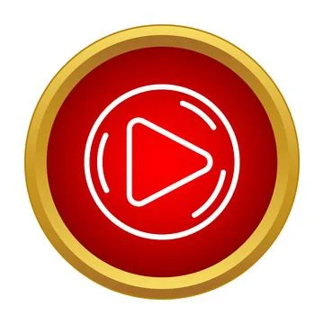 Red and gold play button icon for media Illustrazione stock