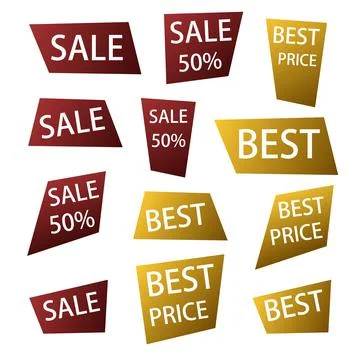 Red and Gold Random Square Banner Set. Stock Illustration