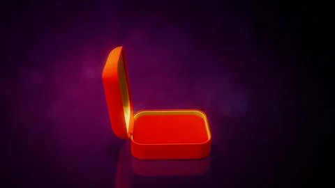 Red and golden opened empty jewelry surprise gift box on colorful vivid Stockillustratie