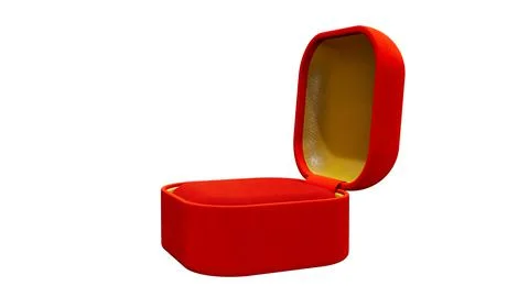 Red and golden opened empty bijouterie present box on white Stockillustratie