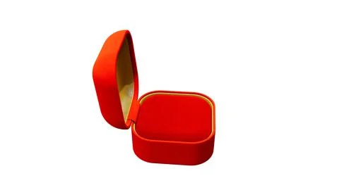 Red and golden opened empty jewelry gift box on white 스톡 일러스트