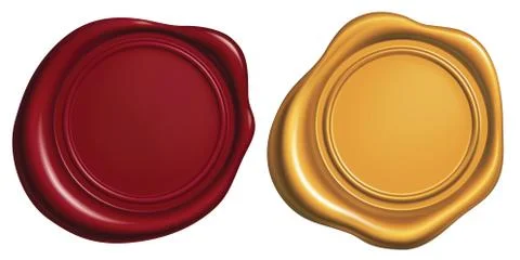 Red and Golden Wax Seal Stock Illustration