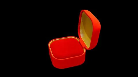Red and goldish opened empty jewellery giftbox on black イラスト素材