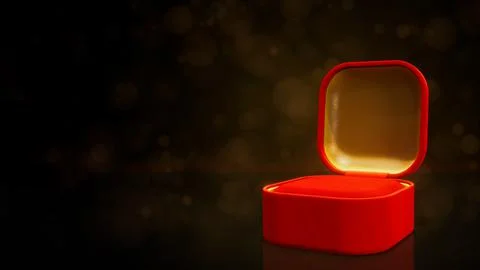 Red and goldish opened empty jewelry gift with free place on bright background Stock Illustration