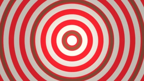 Red and gray concentric circles create a visual pattern Stock Footage 338040235