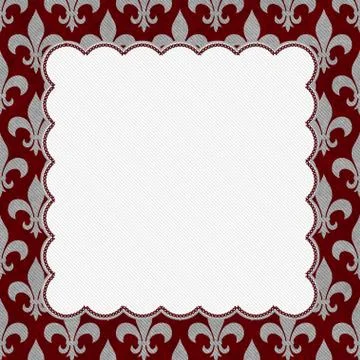 Red and gray fleur de lis textured fabric background Stock Illustration