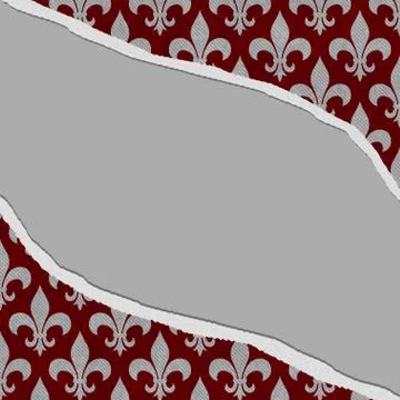 Red and gray fleur de lis textured torn background Stock Illustration