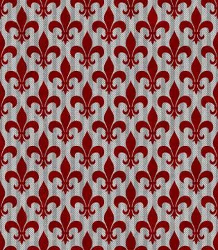 Red and gray fleur de lis textured fabric background Stock Illustration