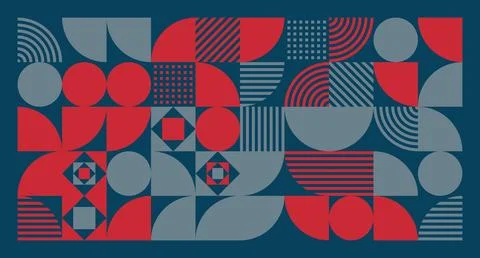 Red and Gray Geometric Abstract Pattern Stock Illustration
