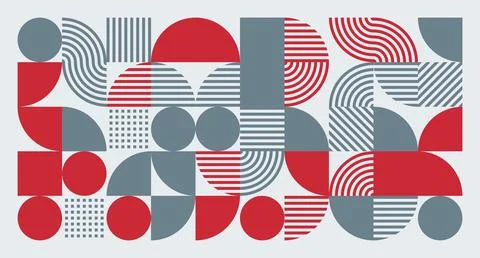 Red and Gray Geometric Abstract Pattern Stock Illustration