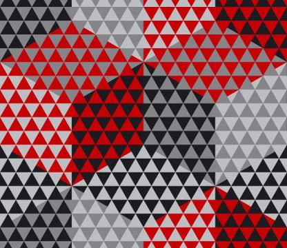 Red and gray geometry hexagon seamless fabric sample. geometric pattern swatc Illustrazione stock
