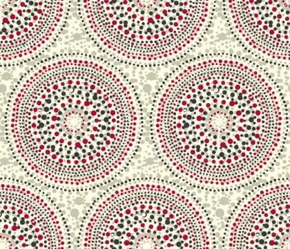 Red and gray geometry texture pattern. Tribal dot in circle shapes repeatable Stock Illustration