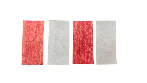 Red and gray striped fabric texture samples on plain background Stock Illustration