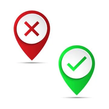 Red and green 3d pointer with confirmation and rejection icon 스톡 일러스트
