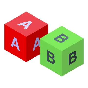 Red and green abc cubes representing choice Ilustración de archivo