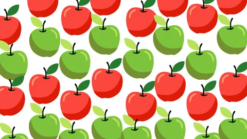 Red and Green Apple Seamless Pattern Motion Graphic Background Stock Footage 346258313