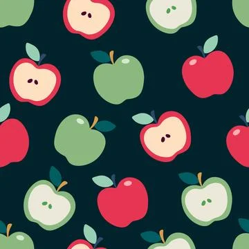 Red and Green Apples pattern. Fruit vector Stock Illustration