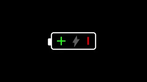 Red and Green Battery Status Icon Animation Stock Footage 343387480