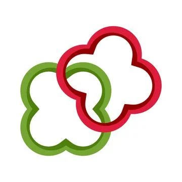 Red and green bell pepper rings interlocking concept イラスト素材