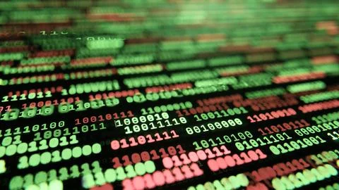 Red and green binary code rows for an IT computing background Stock Illustration
