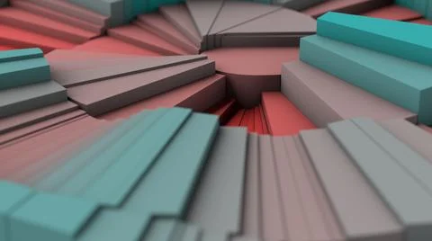 Red and green broken surface, close-up. Abstract illustration, 3d render. Stock Illustration