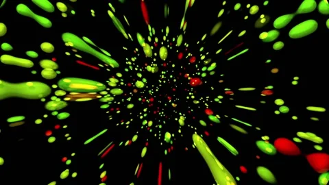 Red and green bubbles in a dark liquid. Stock Footage 106869914