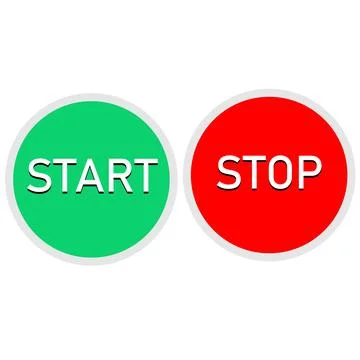 Red and green button on white background. start and stop button set. Stock Illustration