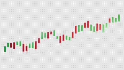 Red and Green Candlestick Chart - Wide View - Seamless 4K Alpha Loop Stock Footage 346537998