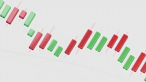 Red and Green Candlestick Chart - Close Up - Seamless 4K Alpha Loop Stock Footage 346538873