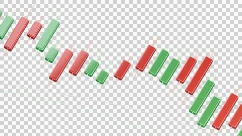 Red and green Candlestick Chart - Close Up - 3D Illustration Stockillustratie