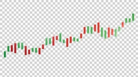 Red and green Candlestick Chart - Wide View - 3D Illustration Stockillustratie