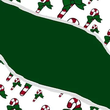 Red and green candy cane christmas torn background for your message or invita Stock Illustration