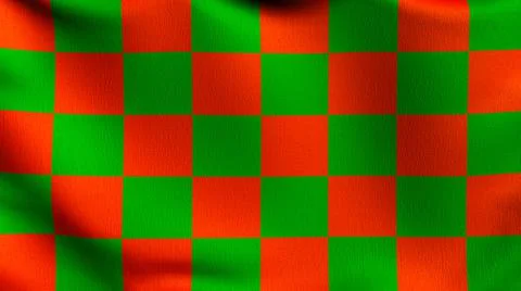 Red and Green Checkered flag blowing in the wind. 3D rendering illustration o Stock Illustration