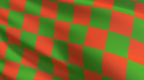Red and Green Checkered flag blowing in the wind. 3D rendering illustration o Stock Illustration
