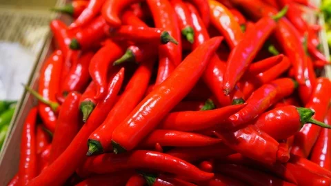 Red and green chilli  Stock Footage 104142924