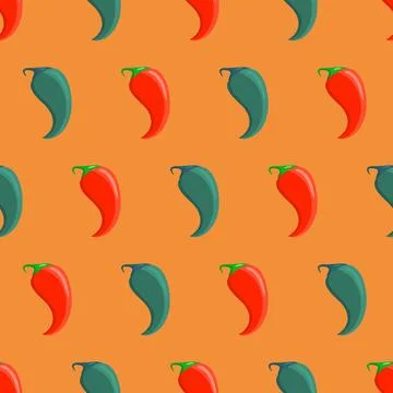 Red and green chilli pepper seamless pattern background for design Stock Illustration