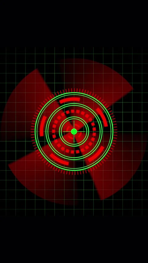 Red and green circular HUD element with central dot. Red and green HUD circ.. Stock Footage 344841880