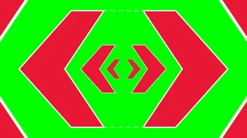 Red and green geometric pattern featuring repeating concentric chevron shapes Stock Footage 340266375