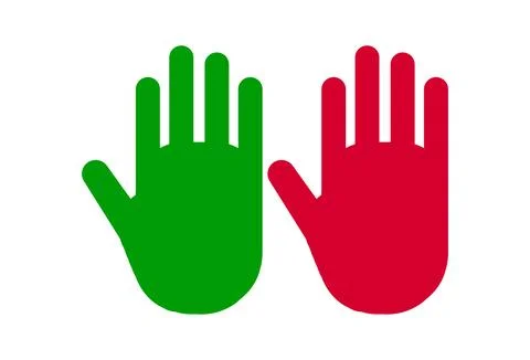 Red and Green Hand Push Button Icon Vector Illustration Stock Illustration