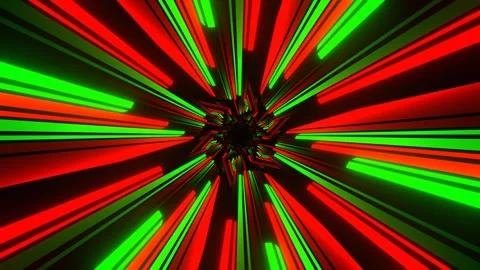 Red and Green Hexagonal Neon Lines Tunnel Background VJ Loop in 4K Stock Footage 307688866