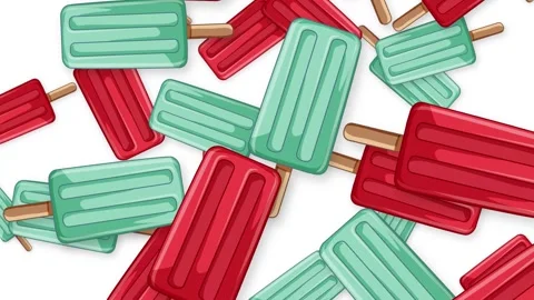 Red and Green Ice Pops Falling Against a White Background Stock Footage 342317859
